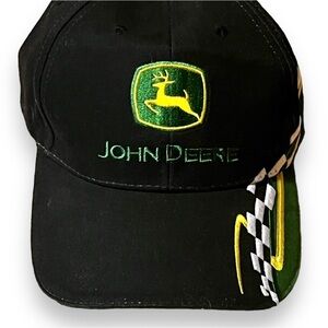 John Deere Hat Baseball Cap Embroidered Motorsports checkerboard Adjustable